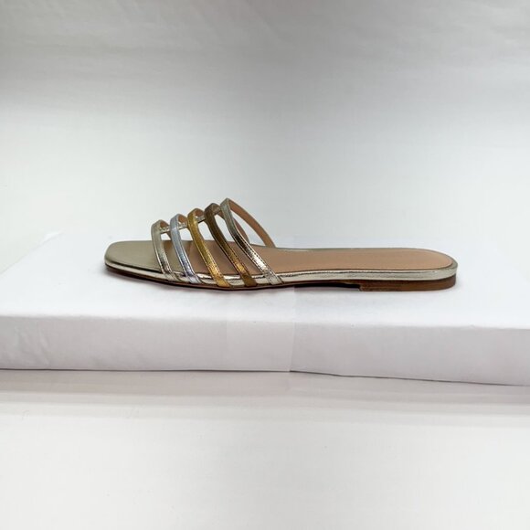 Veronica Beard Mazon Platinum Gold Flat Sandals - WITH BOX & DUST COVER - Picture 3 of 8